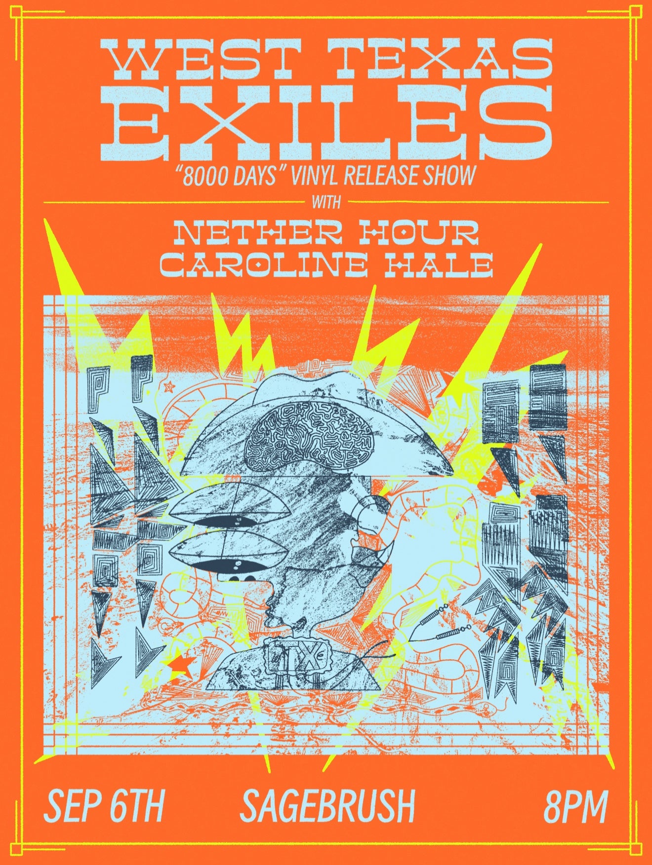 8000 Days Screen Printed Concert Poster